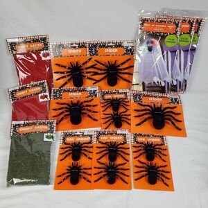 Lot of 14 Halloween Decorations Spiders, Creepy Cloth Gauze, Light Up Ghosts New